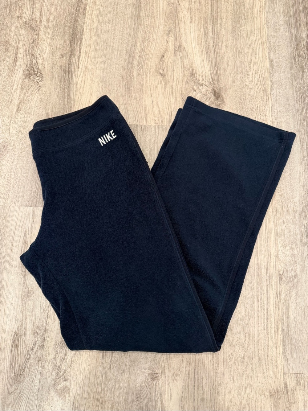 Nike Navy Blue Fleece Straight Leg Zip Tie Waist Pants